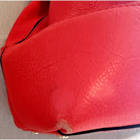 Kate Spade New York Red Pebbled Leather Tote Bag With Adjustable Bow Gold - Picture 10 of 10